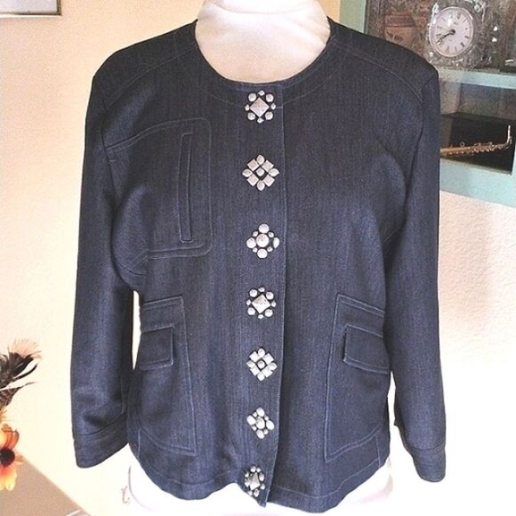Ruby Red Embellished Denim Jacket - Picture 1 of 10
